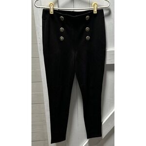 Truth By Republic Pants S/P Pull On Skinny Ankle Black Military Style Buttons
